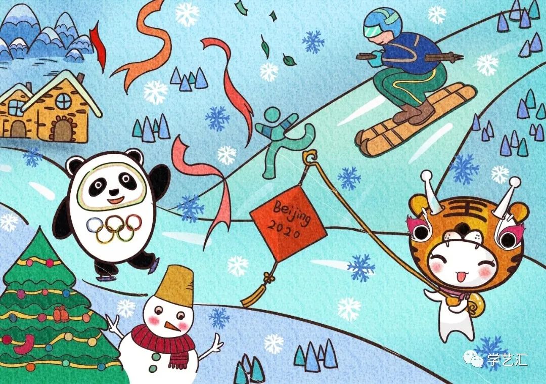 为冬奥加油儿童手绘画-图1