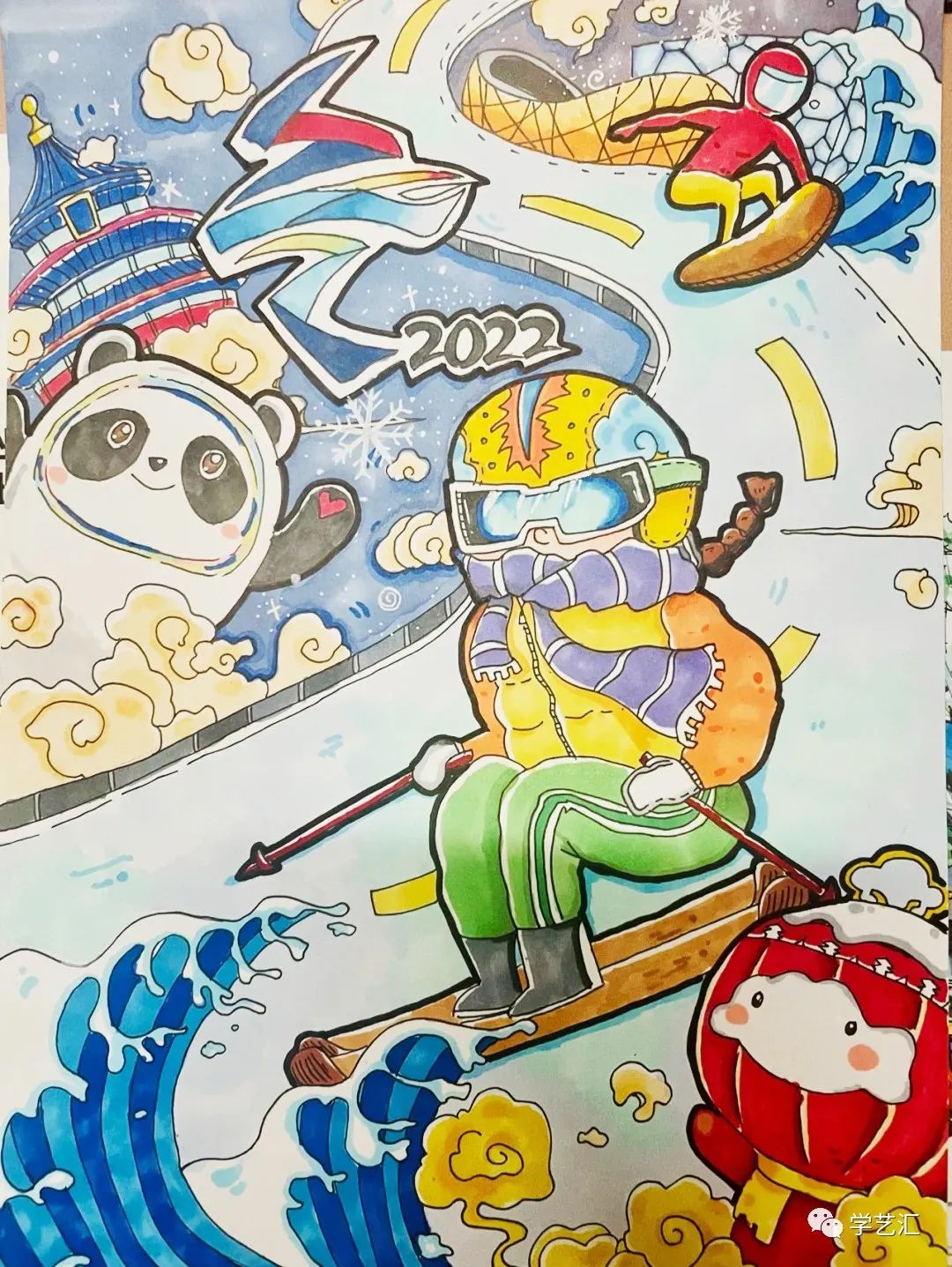 为冬奥加油儿童手绘画-图3