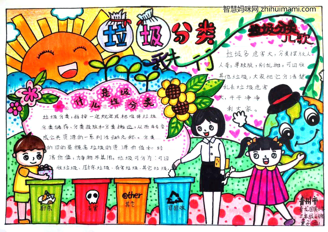 5张垃圾分类手抄报绘画一等奖-图1