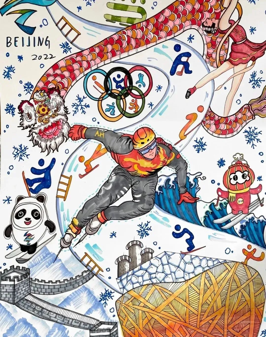 冬奥儿童画简单漂亮-图7