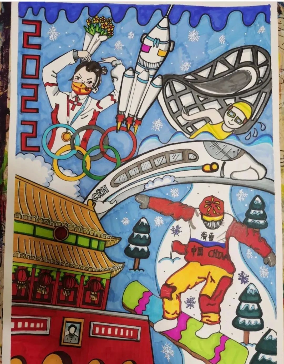 冬奥儿童画简单漂亮