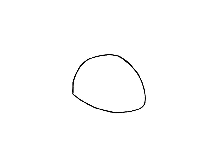 步骤1：先画一个圆角的三角形做为雪车的车头。