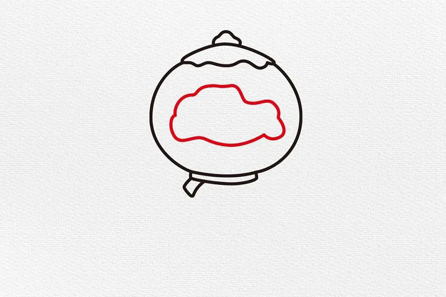 步骤4：画出雪容融的面部，不规则的环状。