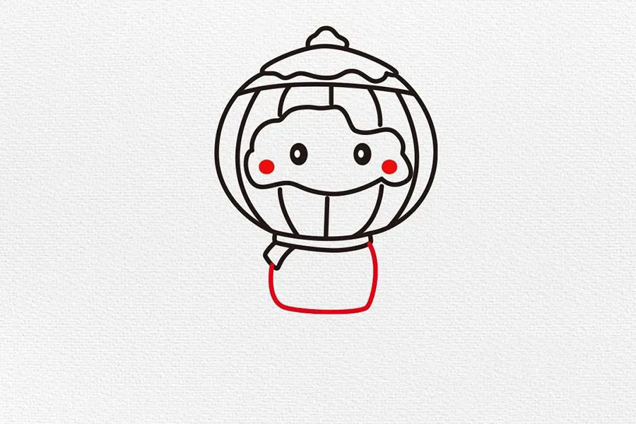 步骤7：在围脖下方画出身体。