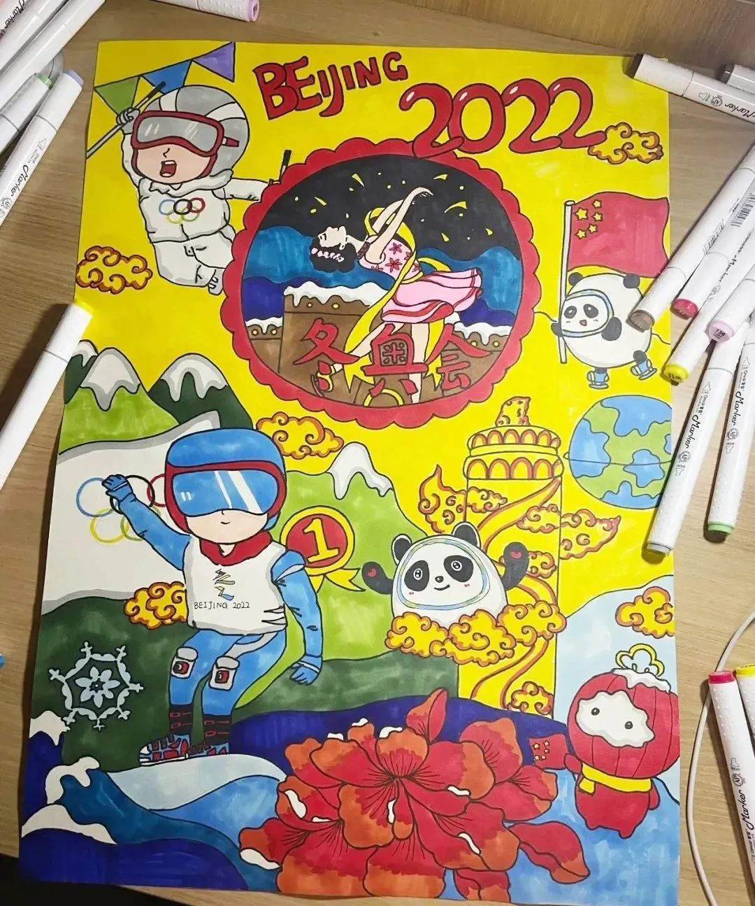 北京张家口冬奥会儿童画-图2
