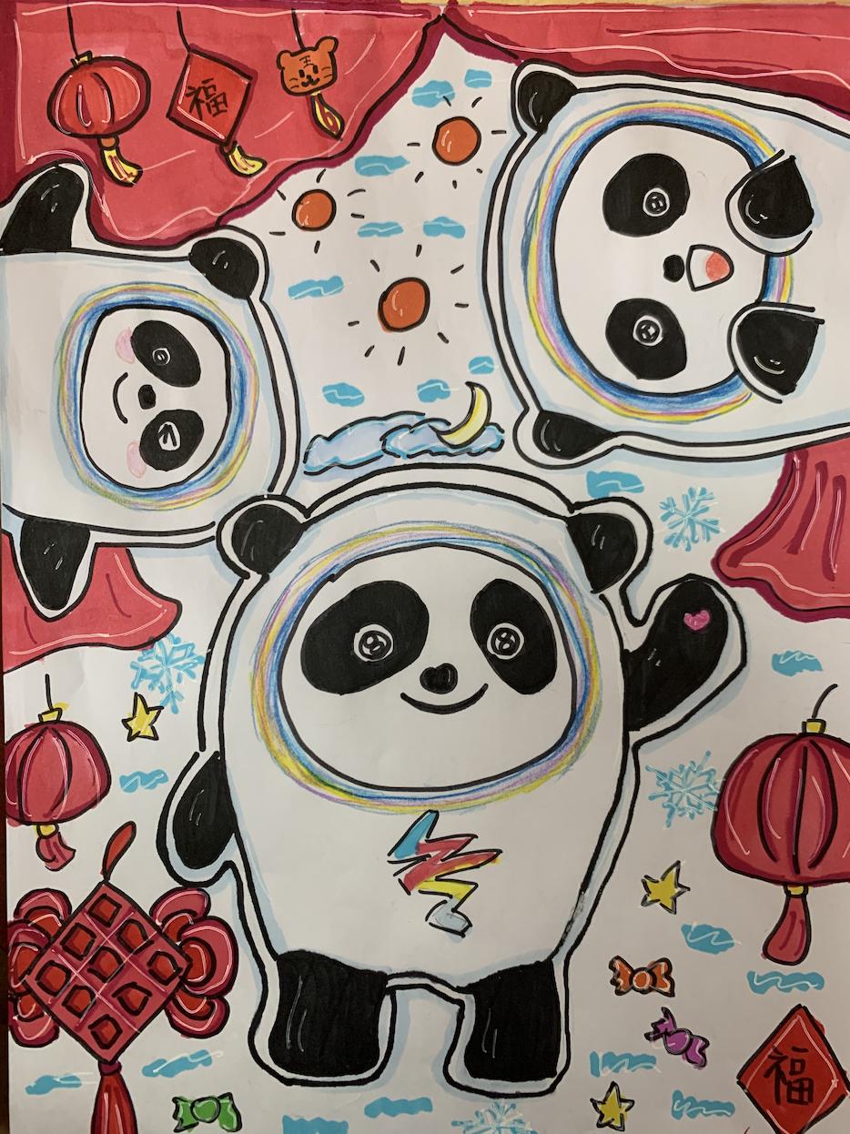 各种姿势的冰墩墩绘画图片（14张）-图13