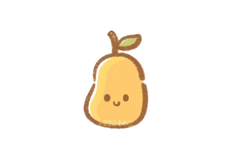 可爱水果简笔画大全 可爱鸭梨怎么画-图3