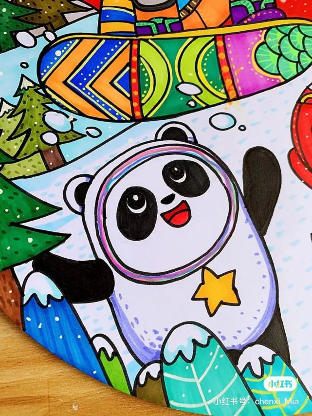 冬奥会主题绘画-冰墩墩和雪容融-图8