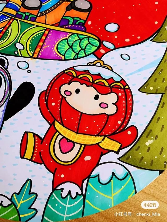 冬奥会主题绘画-冰墩墩和雪容融-图9