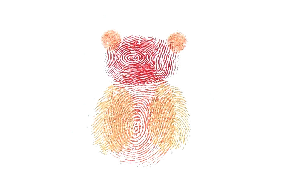 步骤4：用中指蘸取颜料按出萤火虫的翅膀。