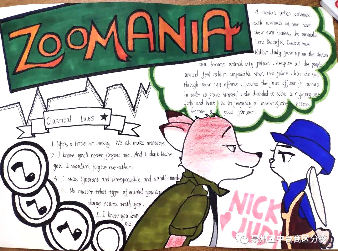 疯狂动物城英语手抄报绘画（9张）-图7