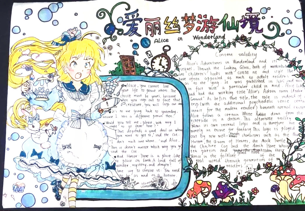 “爱丽丝梦游仙境 Alice in Wonderland”英语手抄报-图1