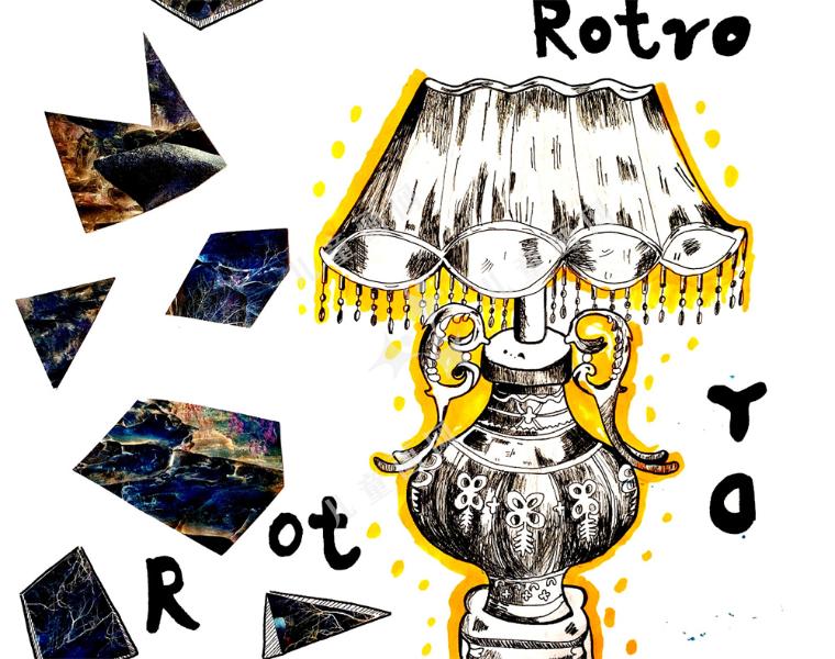 儿童手绘画-复古台灯