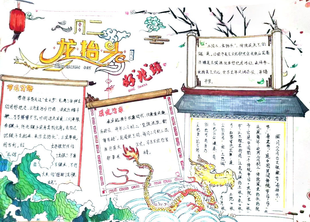 中国传统习俗——二月二龙抬头手抄报-图5