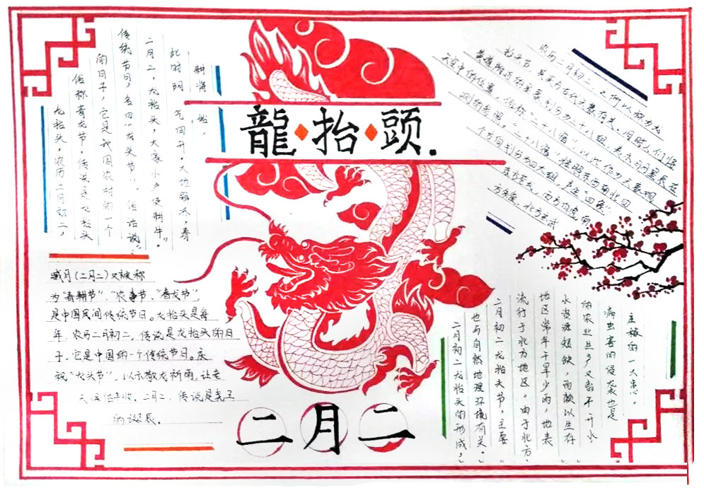 中国传统习俗——二月二龙抬头手抄报-图7