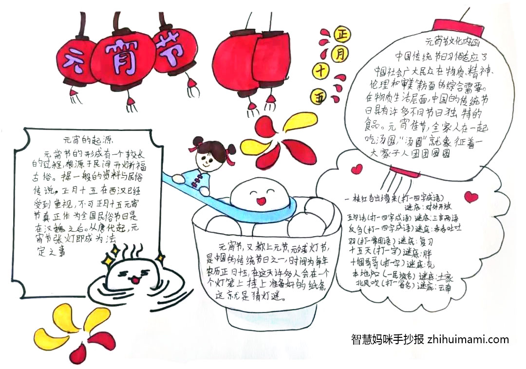 2022年春节元宵手抄报绘画（10张）-图6