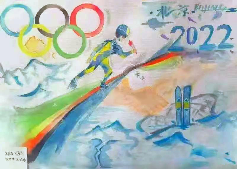 步骤2：创作理念：画面中央的五彩道路对应了五环的颜色，下方握手的图样与五环下方的亚洲剪影寓意着“携手共命运，一起向未来。”五彩道路尽头的2022北京的字样表达了我对北京冬奥会的美好祝愿：希望中国、希望我们所有人能够通过这次北京冬奥会一起走向更加团结、美好的2022年！