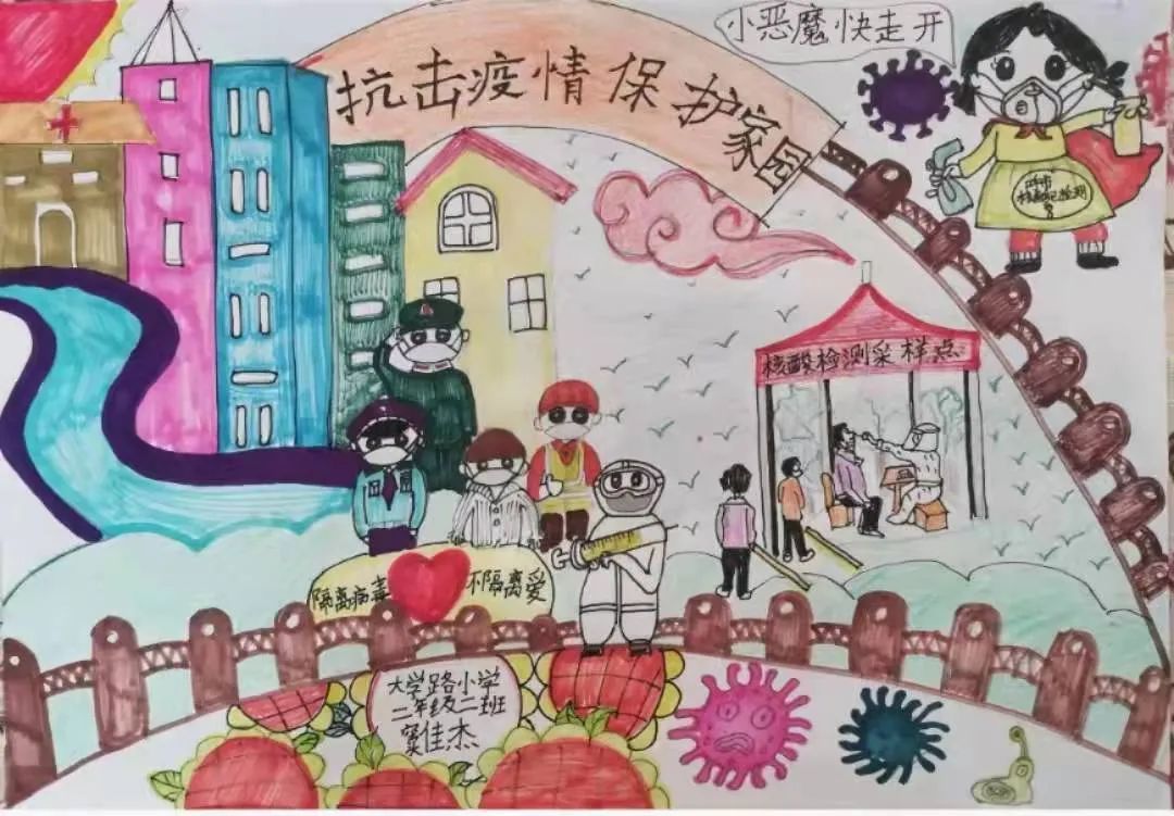 抗疫从我做起主题绘画-图1