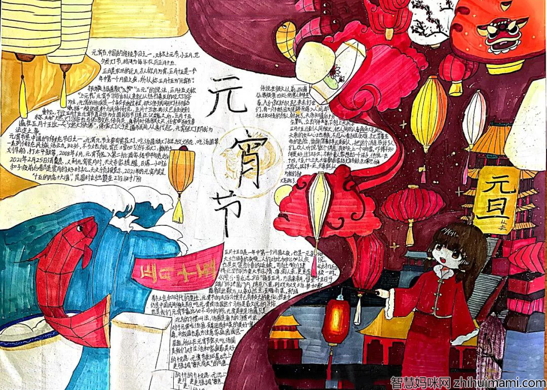 8张洋气的2022虎年元宵节手抄报-图4