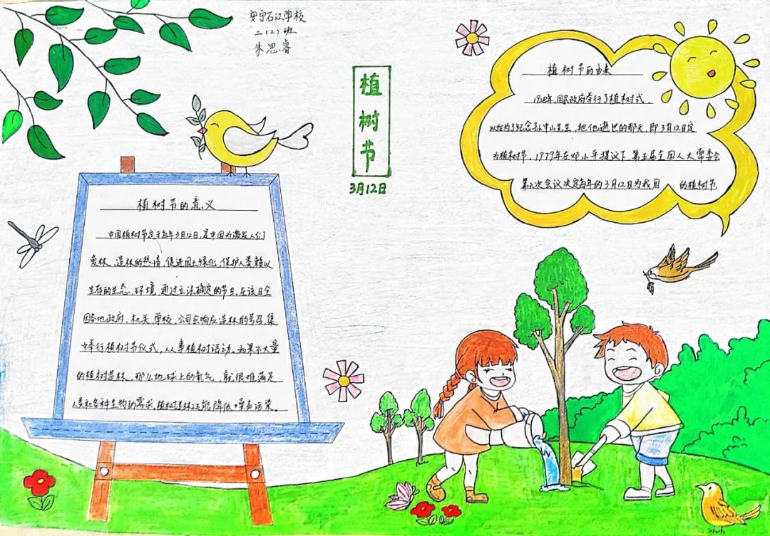 “拥抱春天，播种绿色”主题手抄报-图1