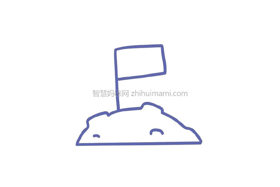 宇宙太空简笔画大全 月球上的国旗简笔画-图3