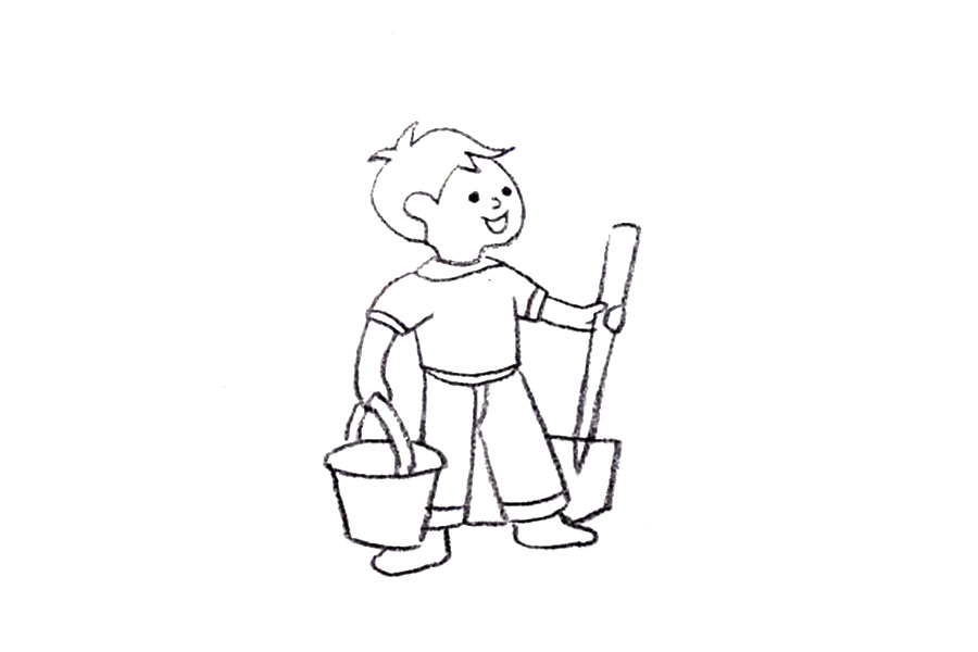 步骤3：画出四肢和工具