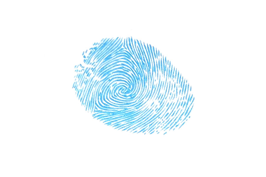 步骤1：伸出大拇指，蘸取颜料后，按出海豚的头部。