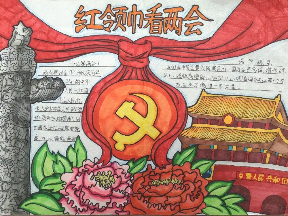 红领巾看两会手抄报内容简单好看-图1