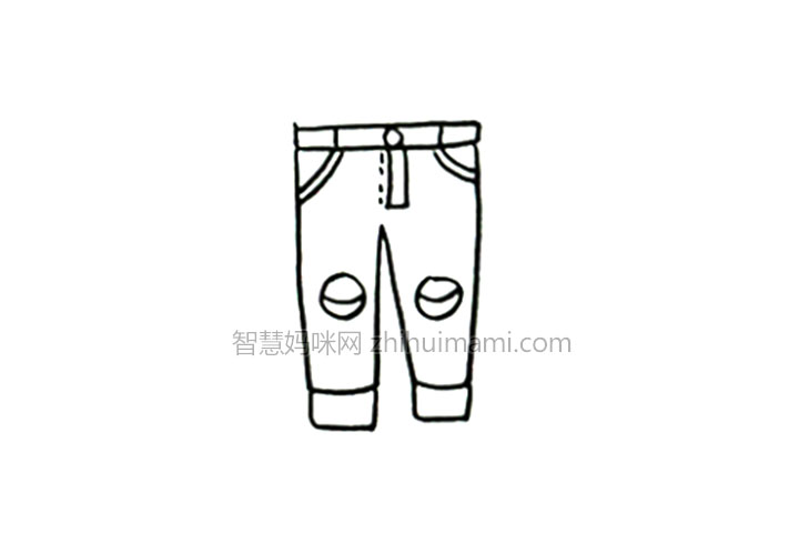 步骤3：添加牛仔裤的细节。