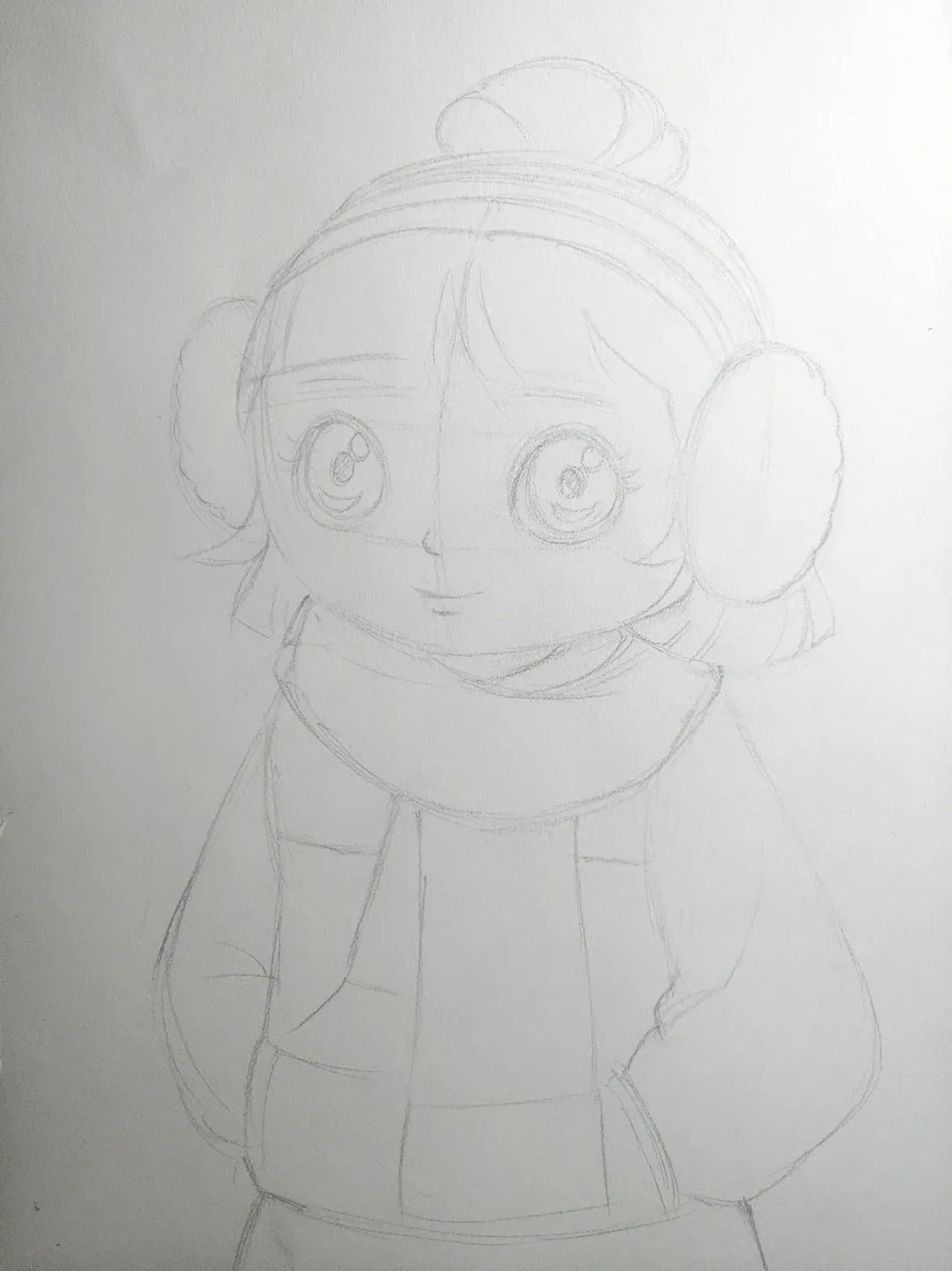 步骤1：首先我们用铅笔勾勒出女孩的草图。