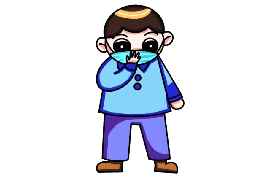 抗疫主题简笔画 戴口罩的小男孩怎么画