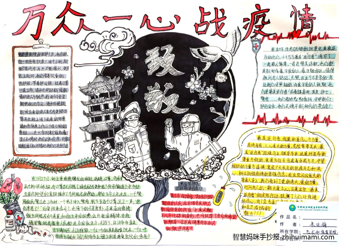 “万众一心 抗击疫情”主题手抄报一等奖-图1