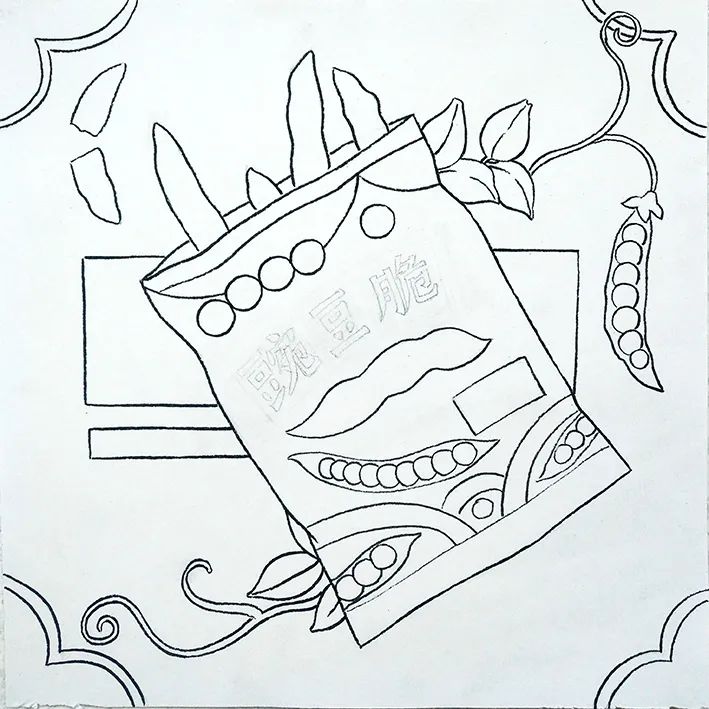 步骤2：铅笔草图完成后，我们用勾线笔对画面进行描线。