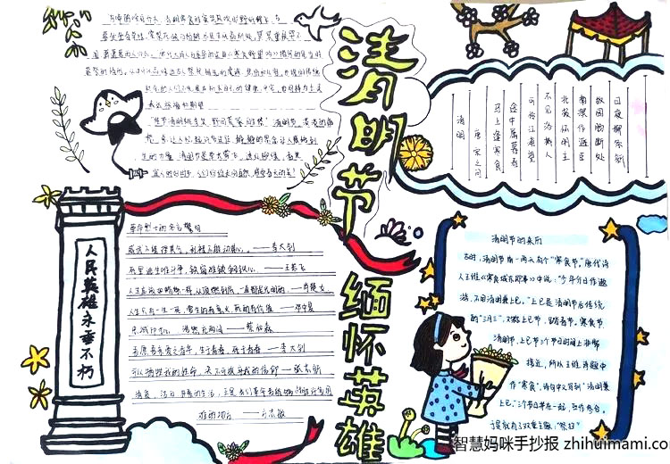 2022年“缅怀先烈 文明祭祀”主题手抄报（12张）-图4