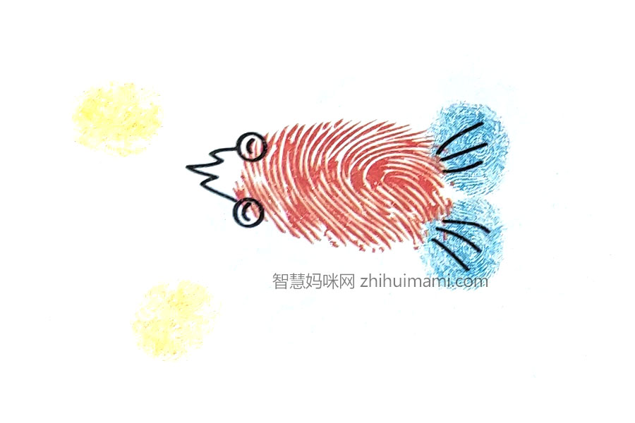 步骤4：画出尾巴上的花纹。