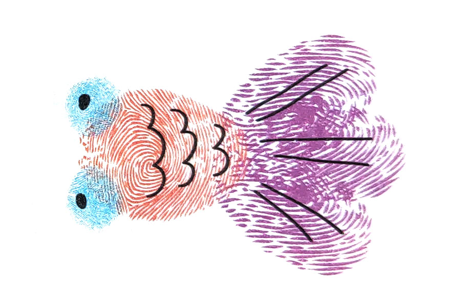 金鱼手指画画法步骤