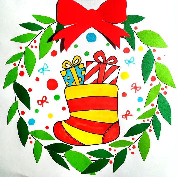 小学三年级圣诞礼物的儿童画