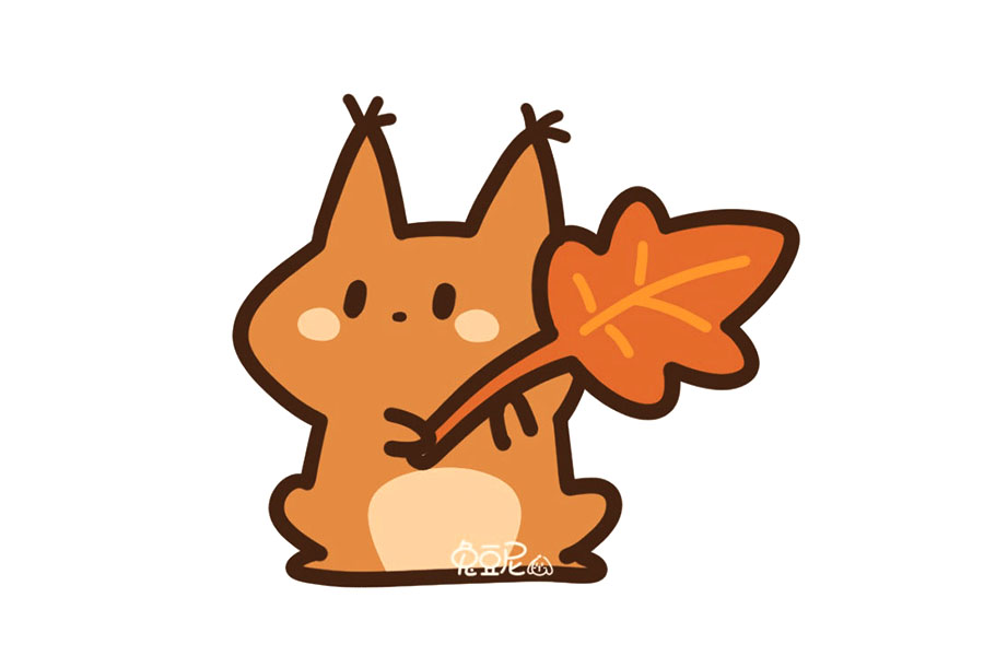 抱着食物的可爱动物简笔画图片-图3