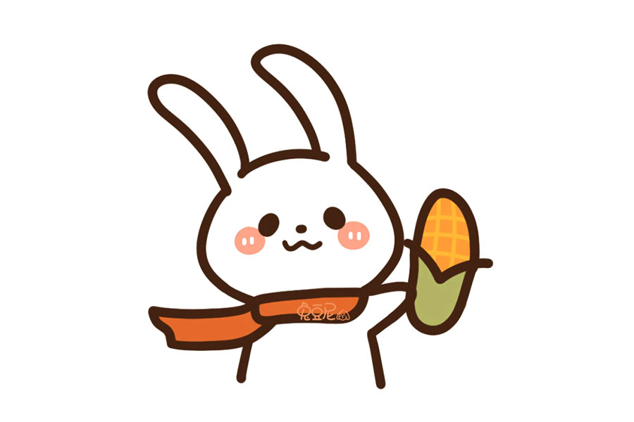 抱着食物的可爱动物简笔画图片-图5