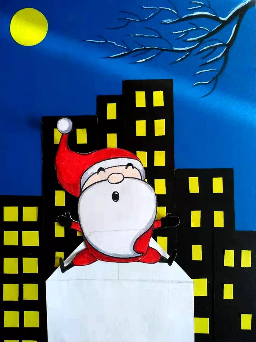 简单漂亮的圣诞老人儿童画-图2