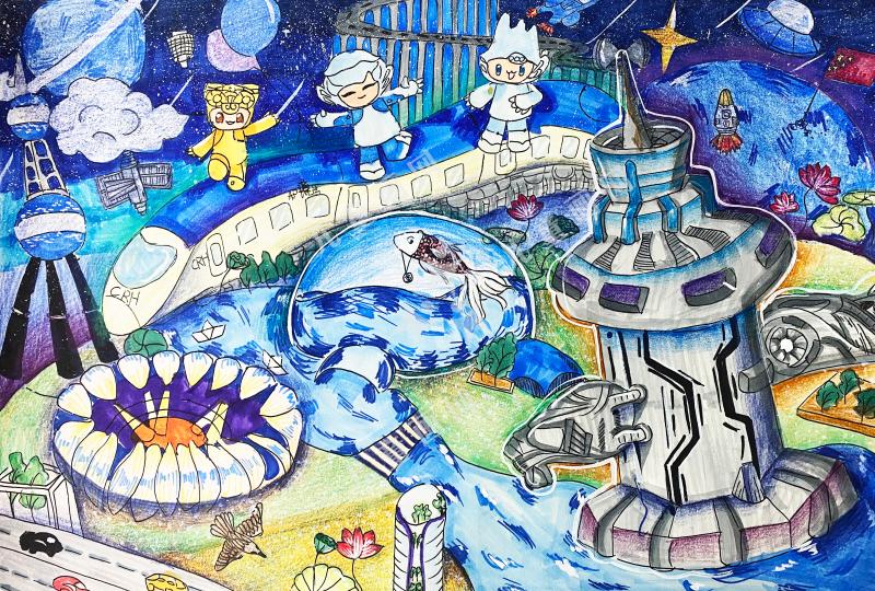 科技时代儿童绘画