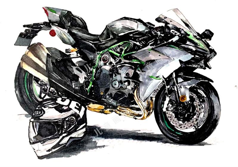 酷酷机车儿童绘画