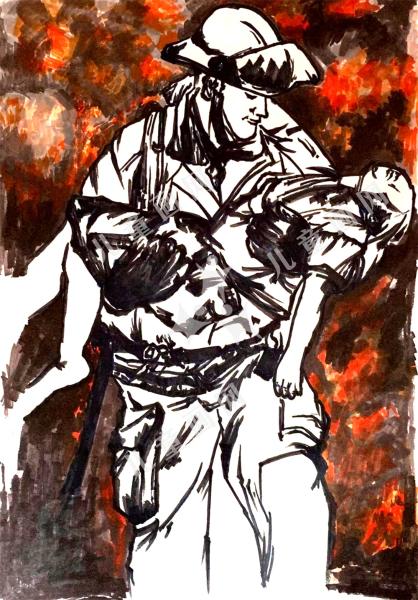 消防叔叔儿童画漂亮