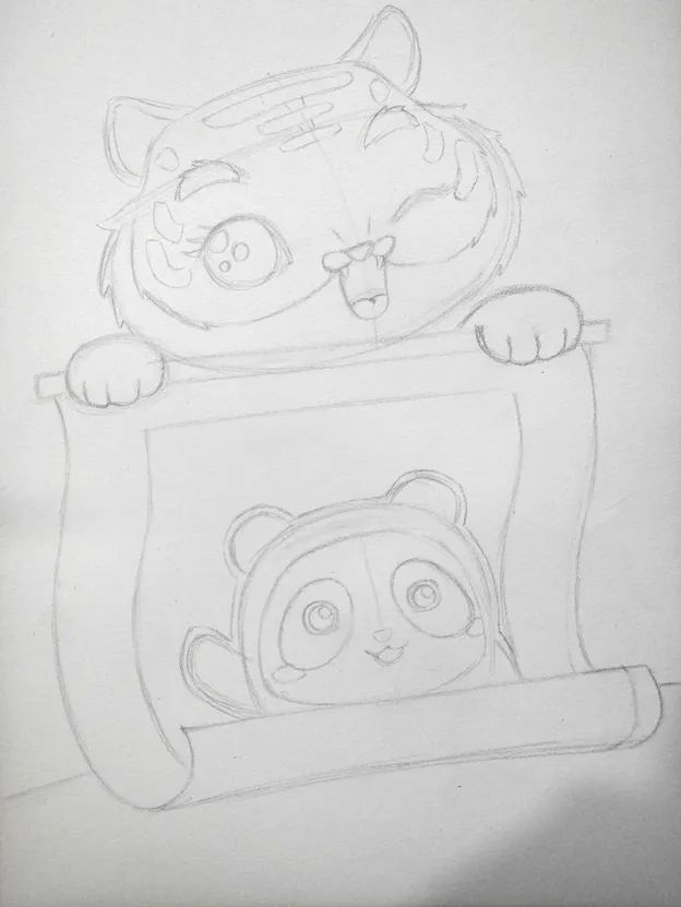 步骤2：接着我们用铅笔画完善画面的细节。