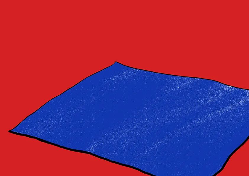 步骤1：首先用素描纸画出蓝布，并将其剪下粘贴到红色卡纸上。