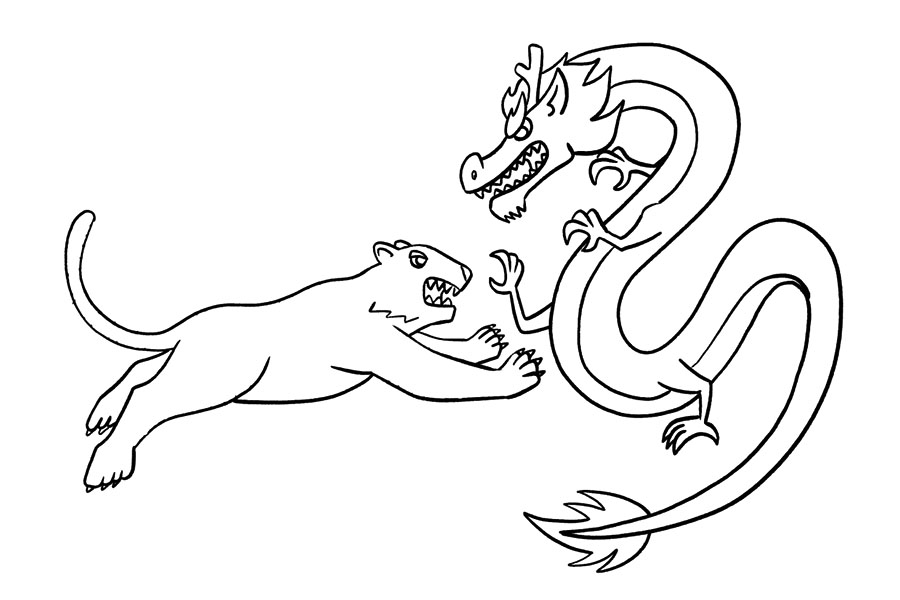 成语故事简笔画 龙争虎斗-图5