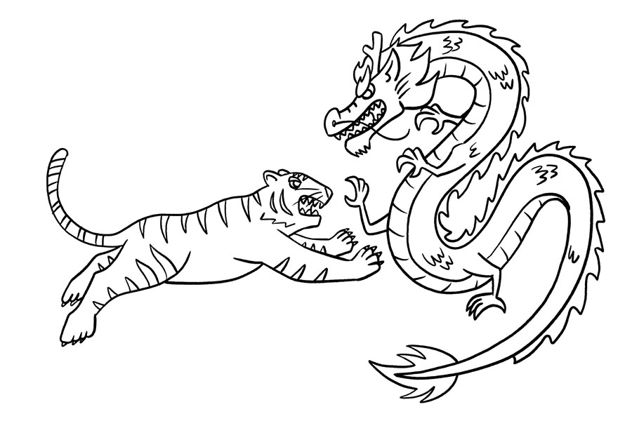 成语故事简笔画 龙争虎斗-图6