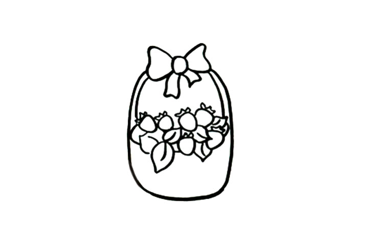 步骤2：画出草莓及装饰物的轮廓。