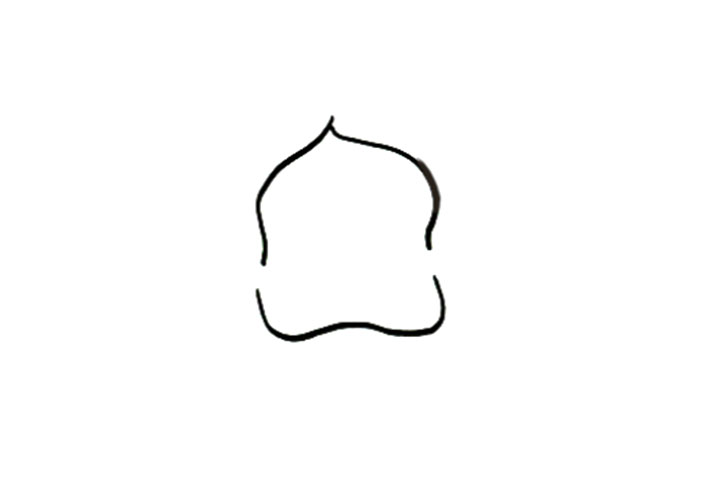 步骤1：画出桃子的基础形状。