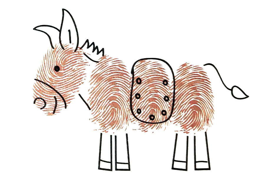 可爱驴子手指画教程